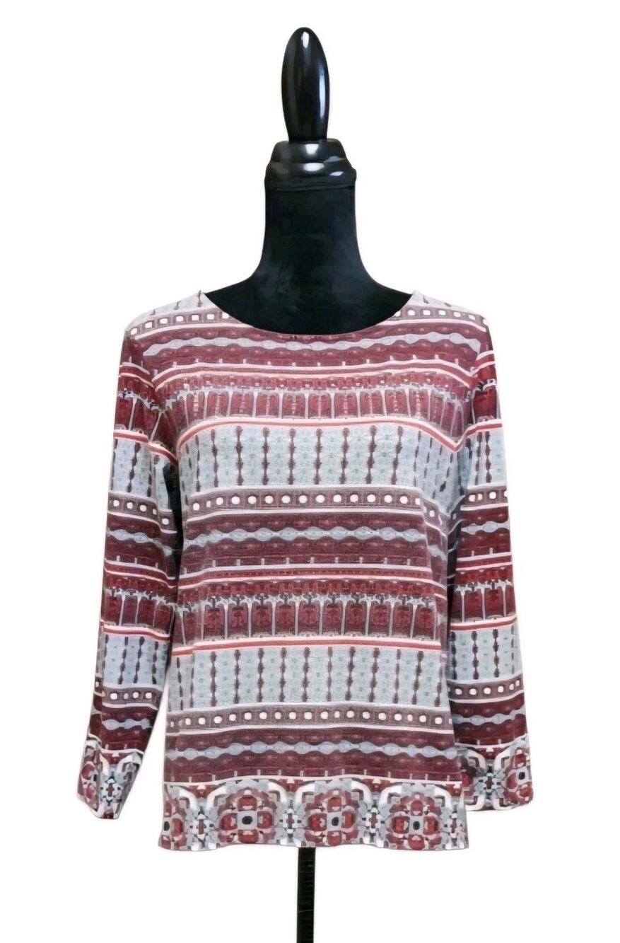 CHRISTOPHER & BANKS Boho Rhinestone 3/4 Sleeve Petite XL Business Casual Top